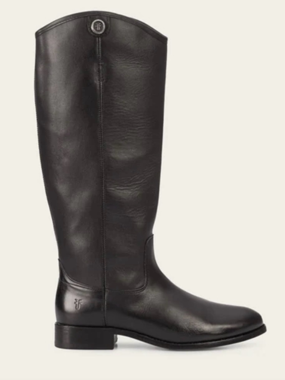 Frye Melissa Button 2 Black Leather Riding Boots $230 Size 7 1/2